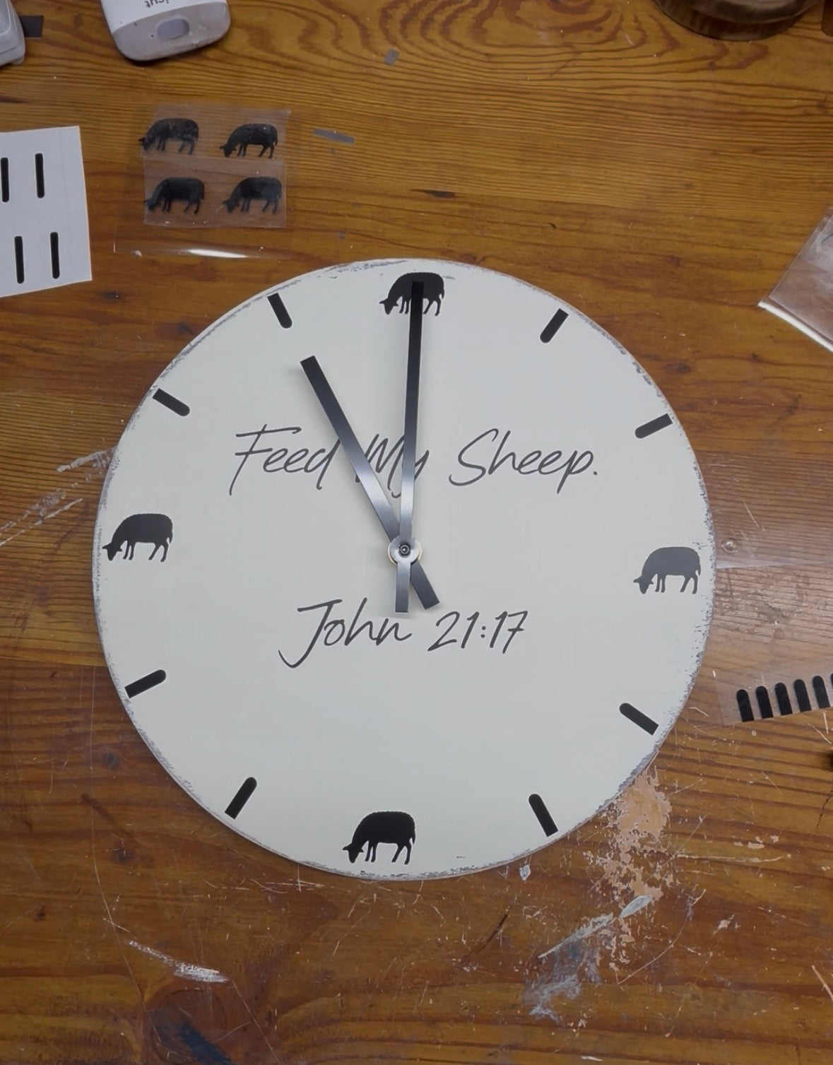 Feed My Sheep Christian Wall Clock | Pastor Appreciation Gift