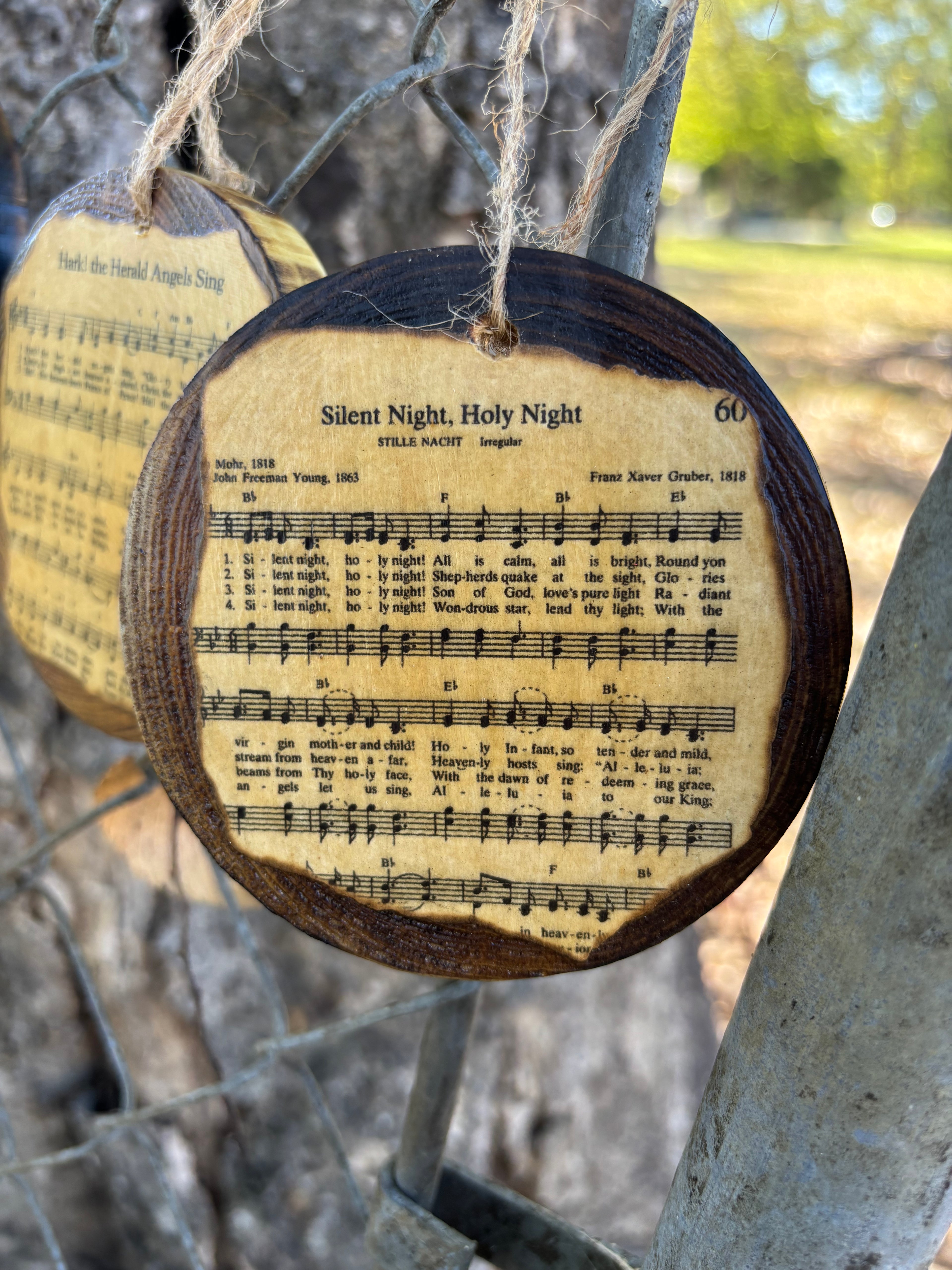 Christmas Hymn Wooden Ornament – Handmade Rustic Christmas Decor