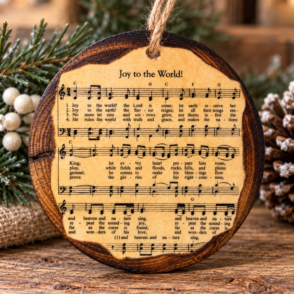 Christmas Hymn Wooden Ornament – Handmade Rustic Christmas Decor
