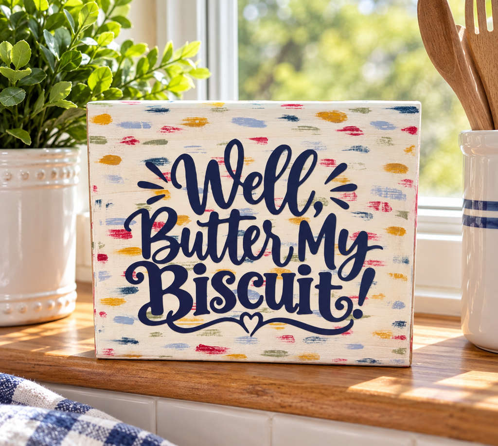 Well, Butter My Biscuit! SVG & PNG Digital Download | Funny Southern Saying | Cricut Cut File | Farmhouse Craft Design