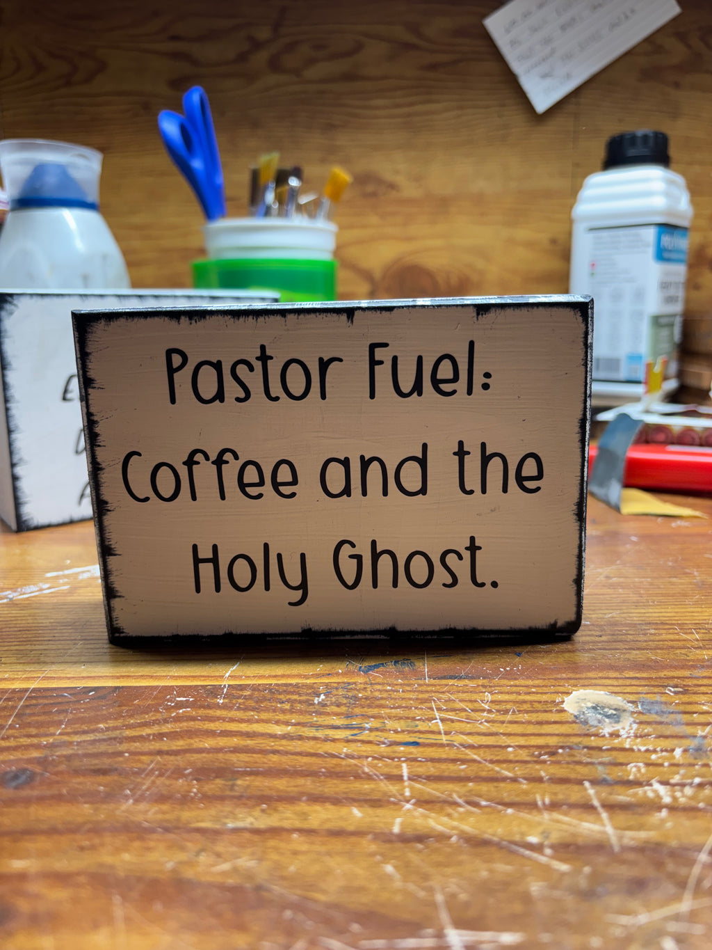 Pastor Fuel: Coffee & the Holy Ghost Desk Sign | Pastor Appreciation Gift