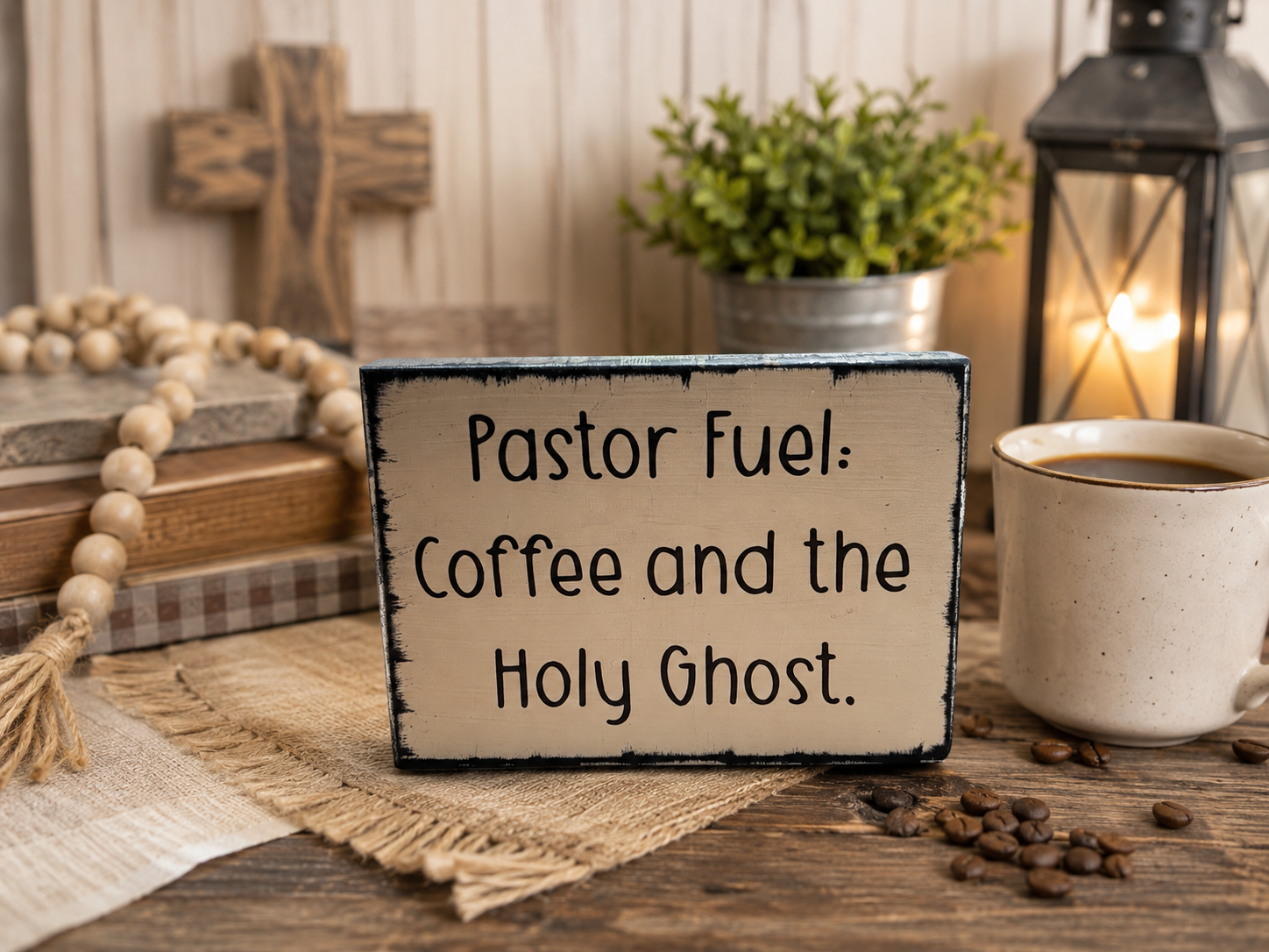 Pastor Fuel: Coffee & the Holy Ghost Desk Sign | Pastor Appreciation Gift