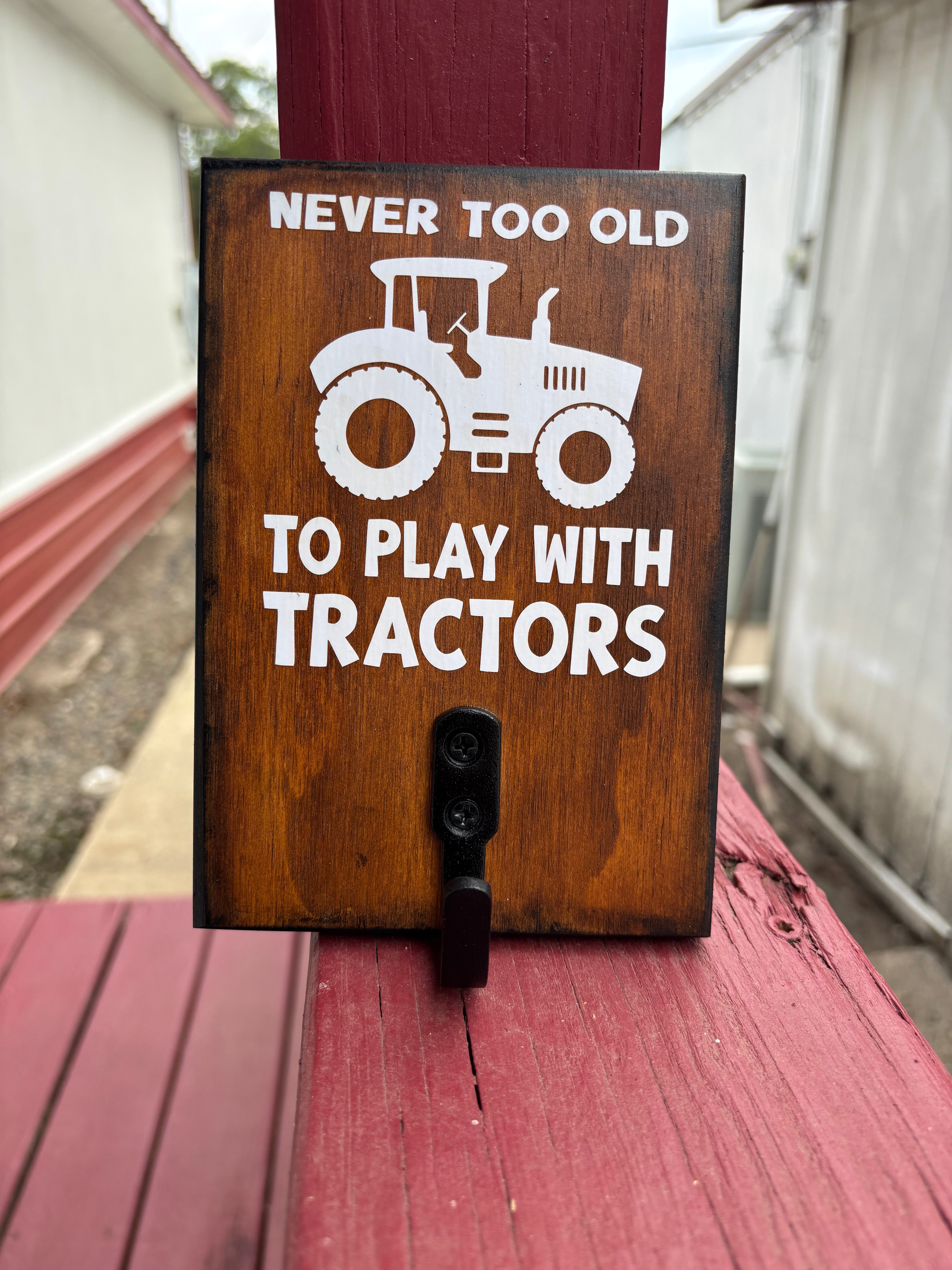 Never Too Old to Play with Tractors Key Holder