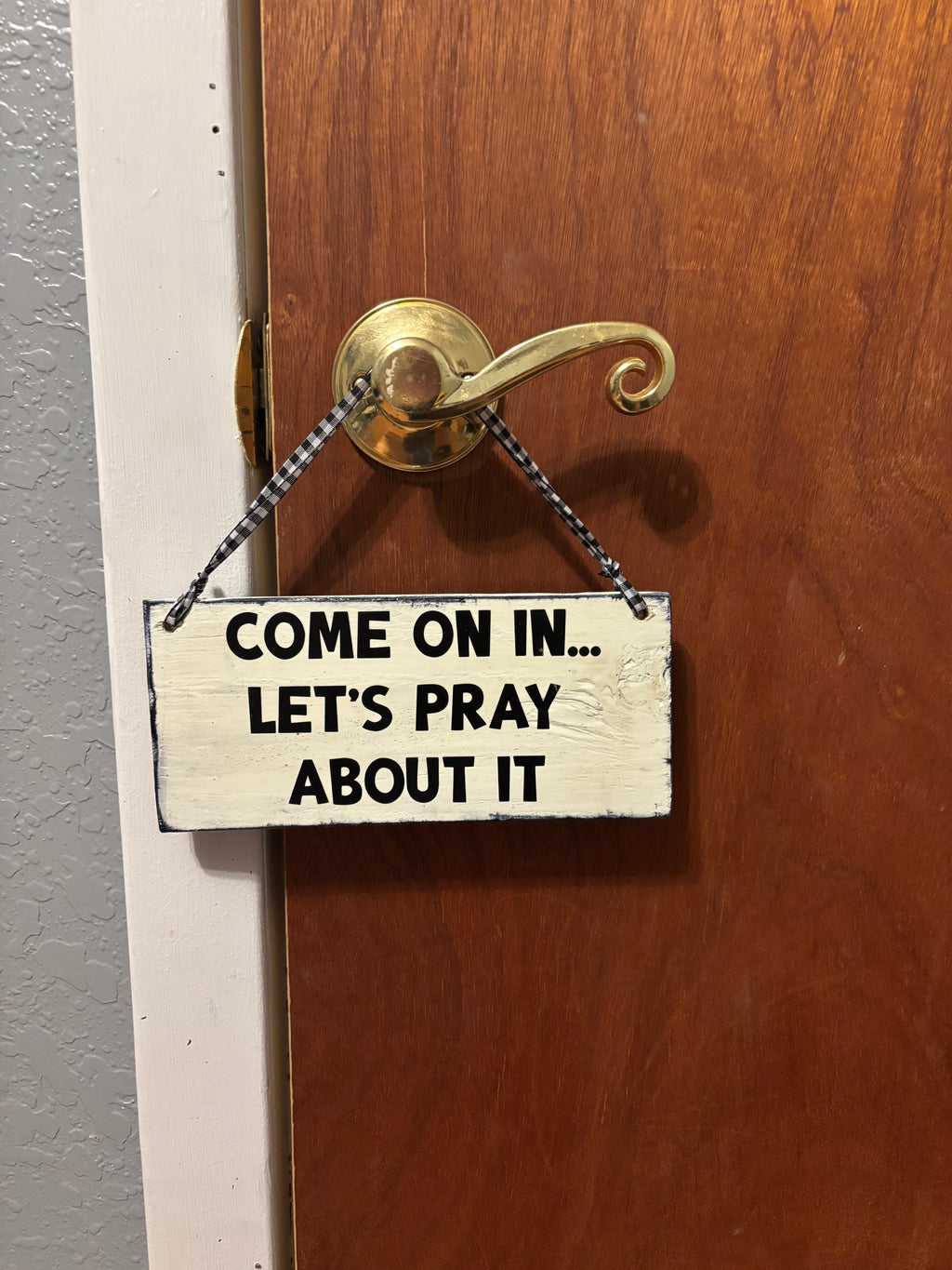 Reversible Pastor Prayer Door Hanger – Handmade Rustic Christian Office Sign