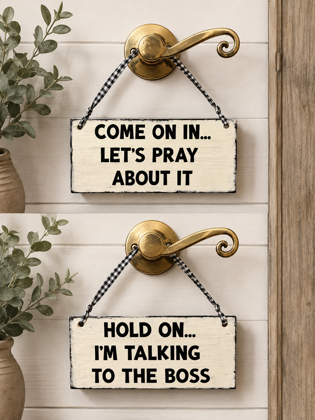 Reversible Pastor Prayer Door Hanger – Handmade Rustic Christian Office Sign