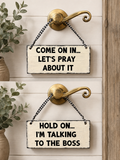 Reversible Pastor Prayer Door Hanger – Handmade Rustic Christian Office Sign