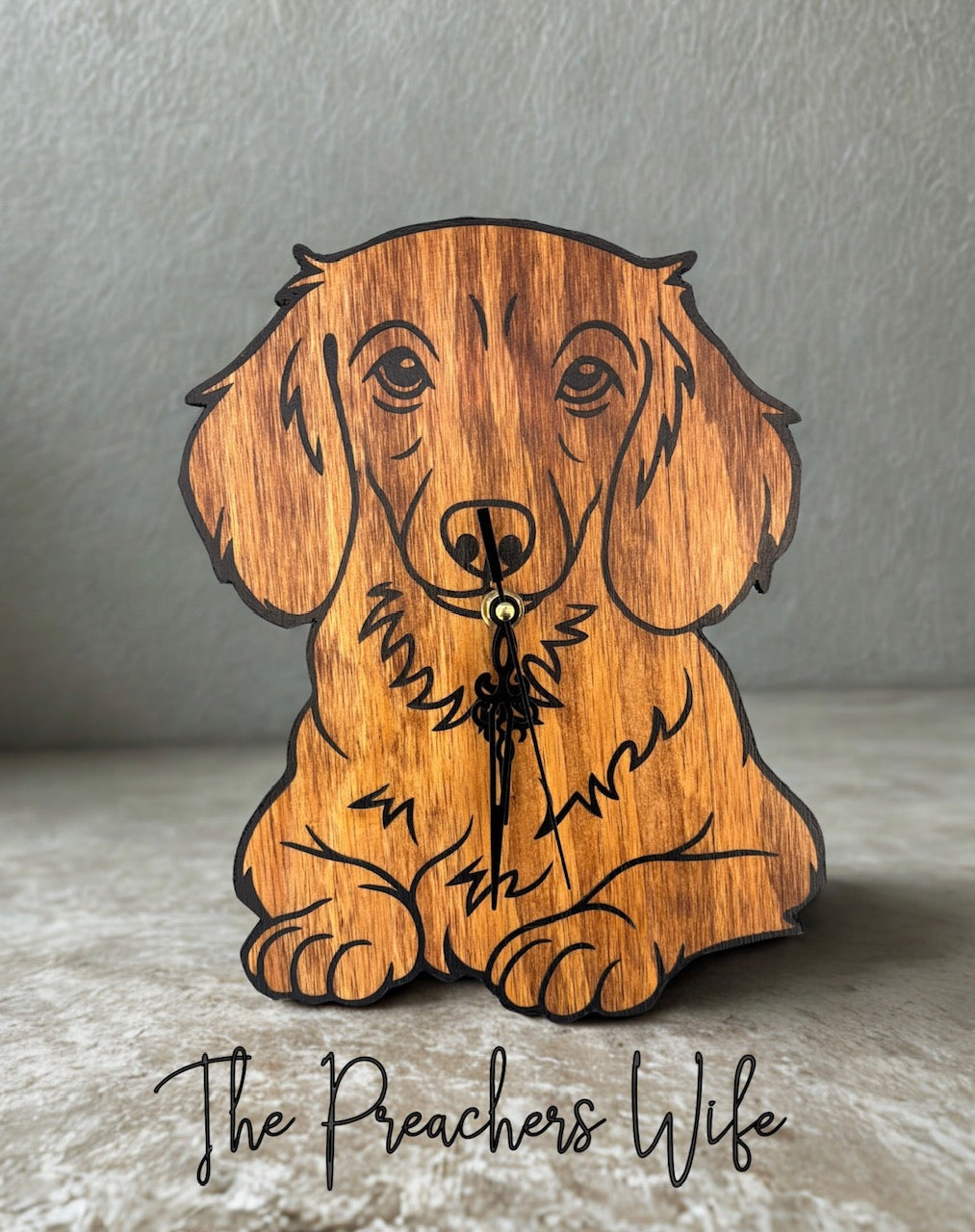Long Haired Dachshund Clock