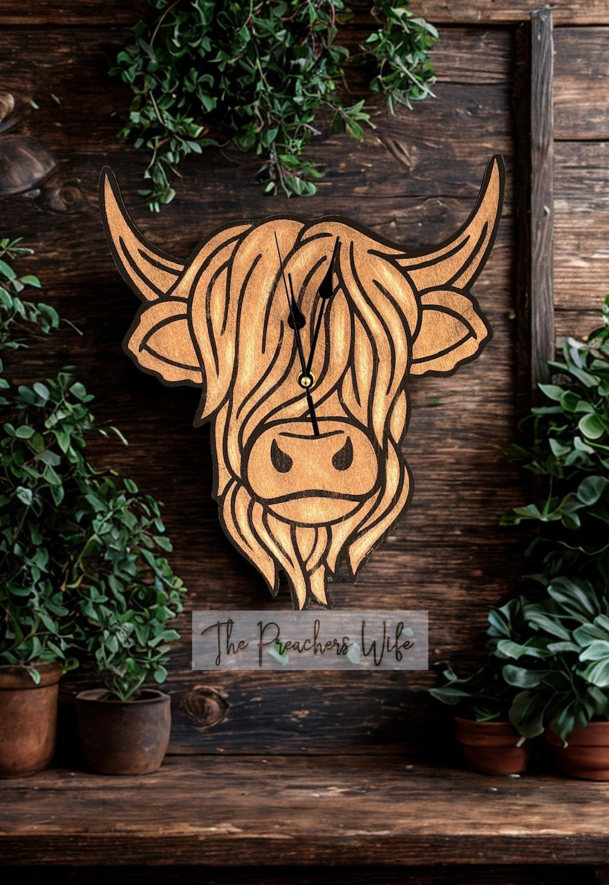 Highland Cow Clock